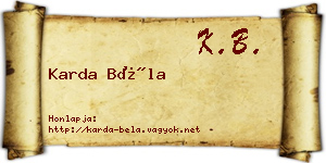 Karda Béla névjegykártya
